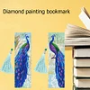 2pcs Peacock DIY Special Shaped Diamond Painting Leather Tassel Bookmark