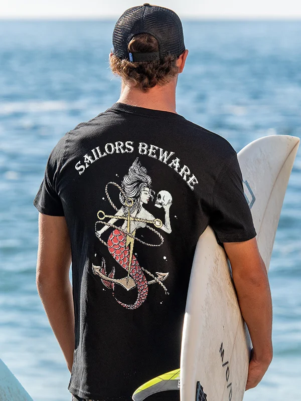 Sailors Beware Mermaid Printed Men's T-shirt