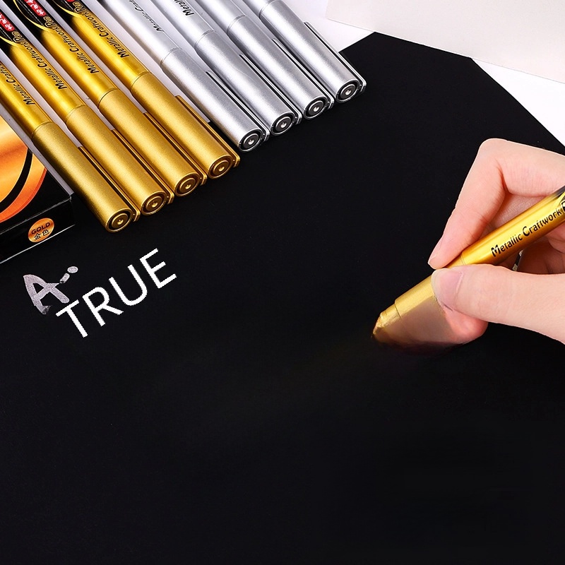High-gloss Metal Pen Gold And Silver Marker Pen DIY Craft Marker Pen Signature Invitation Paint Pen Waterproof Does Not Fade