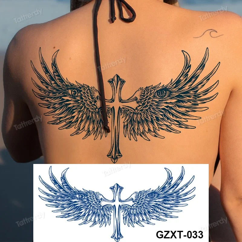 large temporary tattoo juice ink long lasting blue tattoo sticker breast chest totem wings dragon body art painting sexy for men