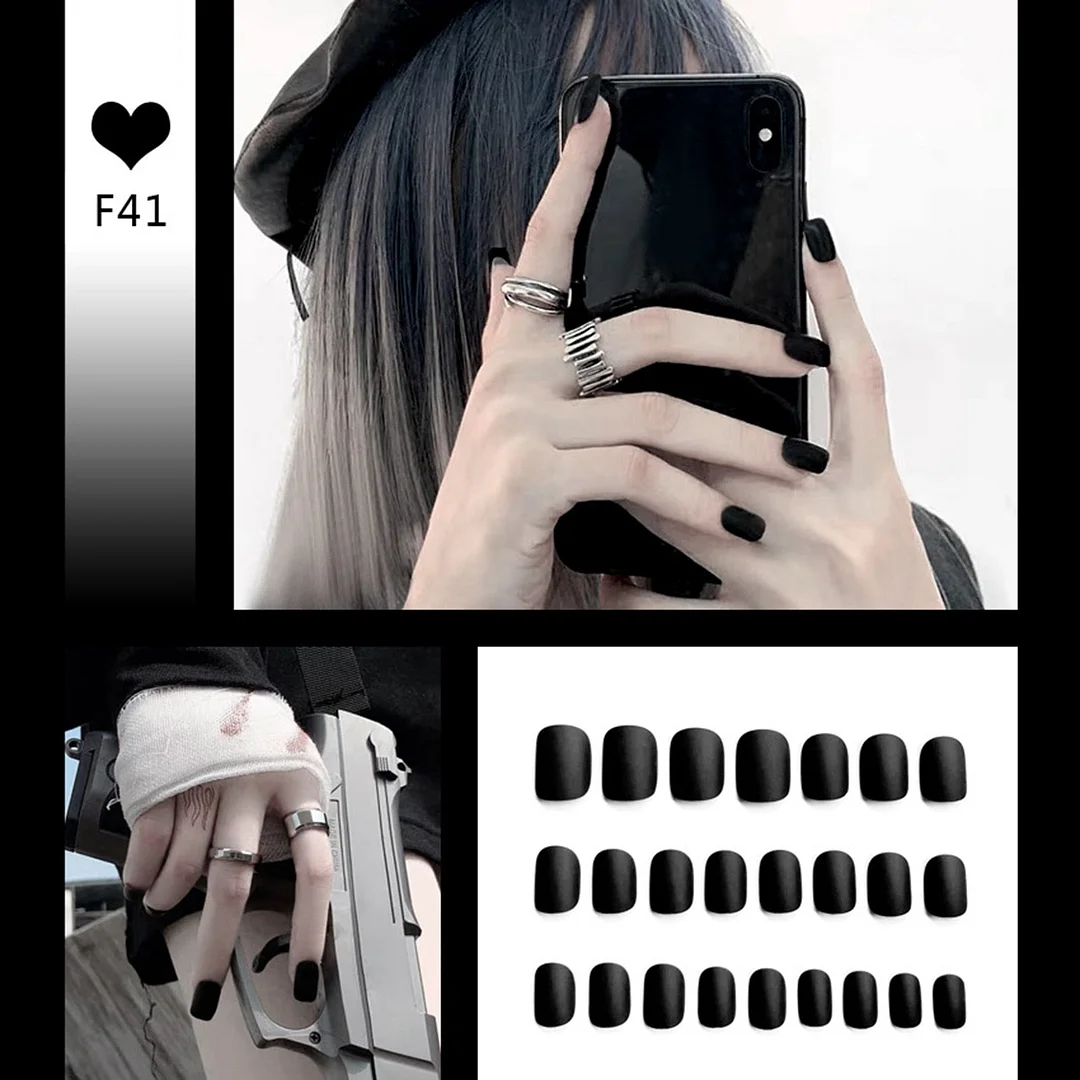 24pcs/box Full Cover fake Press on Nails Matte Yellow Pure Acrylic Frosted Ballerina acrylic for nails for Women free shipping-Nail Inspo