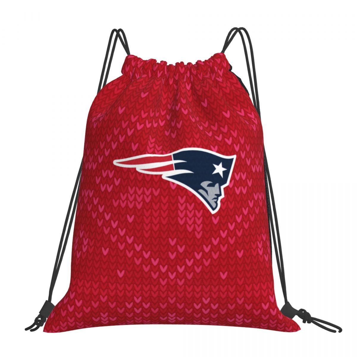 New England Patriots Logo Winter Red Waterproof Adjustable Lightweight Gym Drawstring Bag