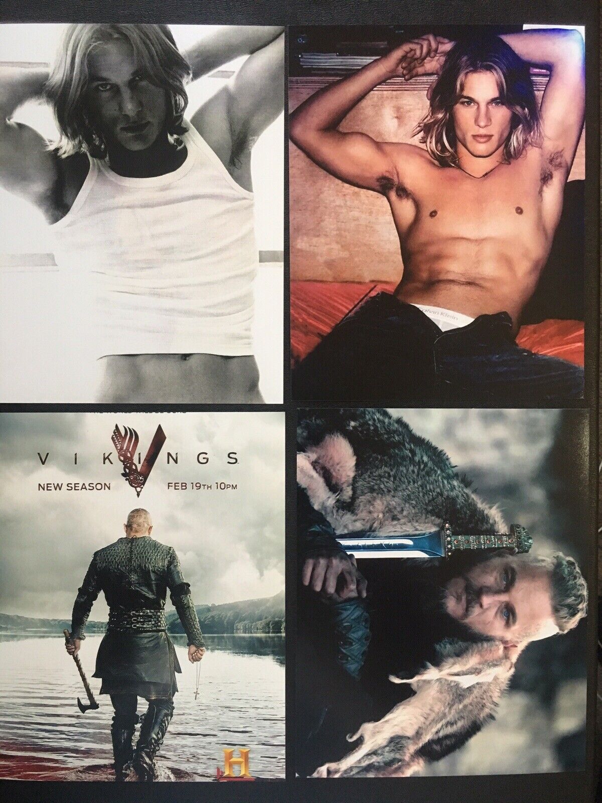 Travis Fimmel Shirtless 8x10 Photo Poster painting Lot Bundle (4 Prints) Sexy Hunk Actor