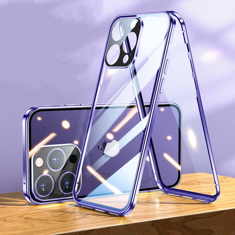 Neue magnetische doppelseitige Handyhülle aus gehärtetem Glas für die iPhone 14-Serie