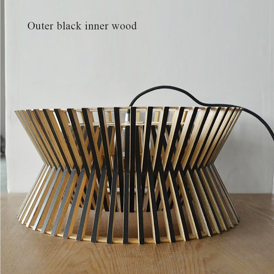 Nordic Black White Wood Pendant Light for Living Room Decoration Hand-made Wood Hanging Lamp Dining Room Bedroom Light Fixtures