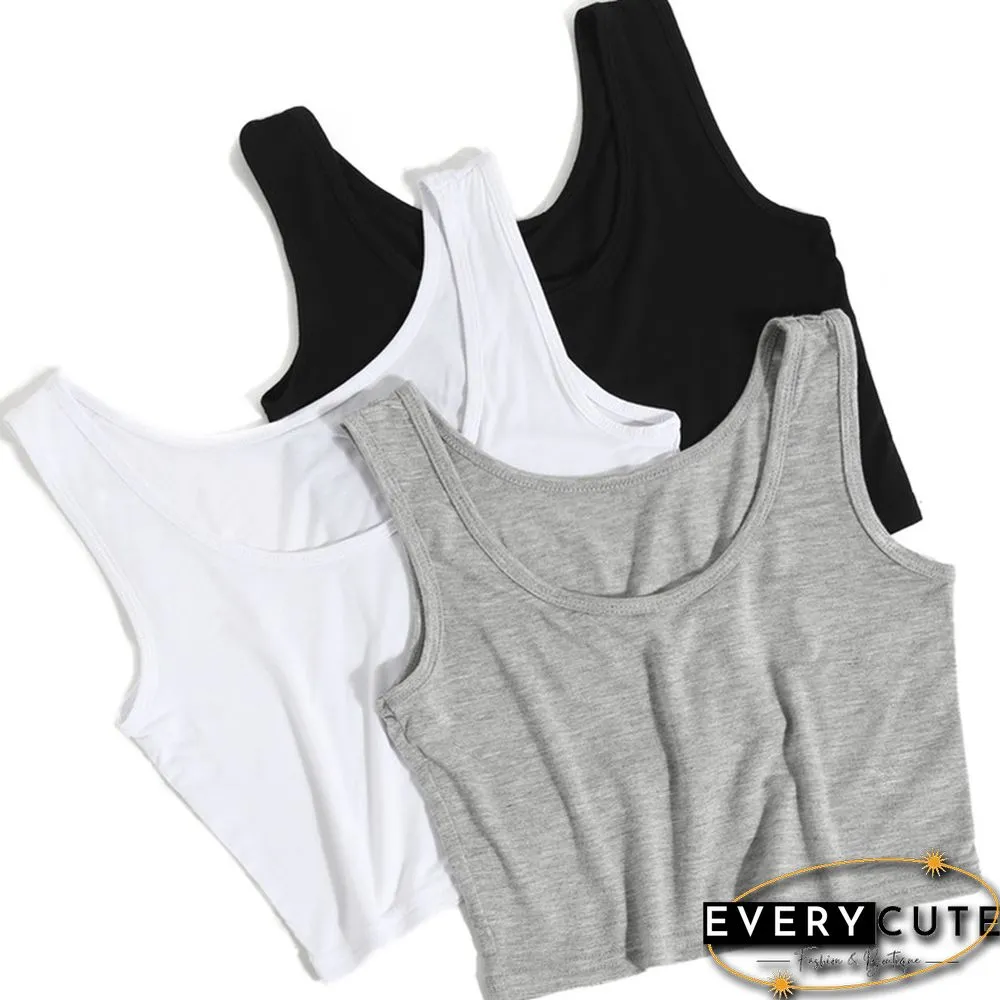 Summer Slim Render Short Top Sexy Women Sleeveless Crop Tops Tank Solid Blackwhite Vest