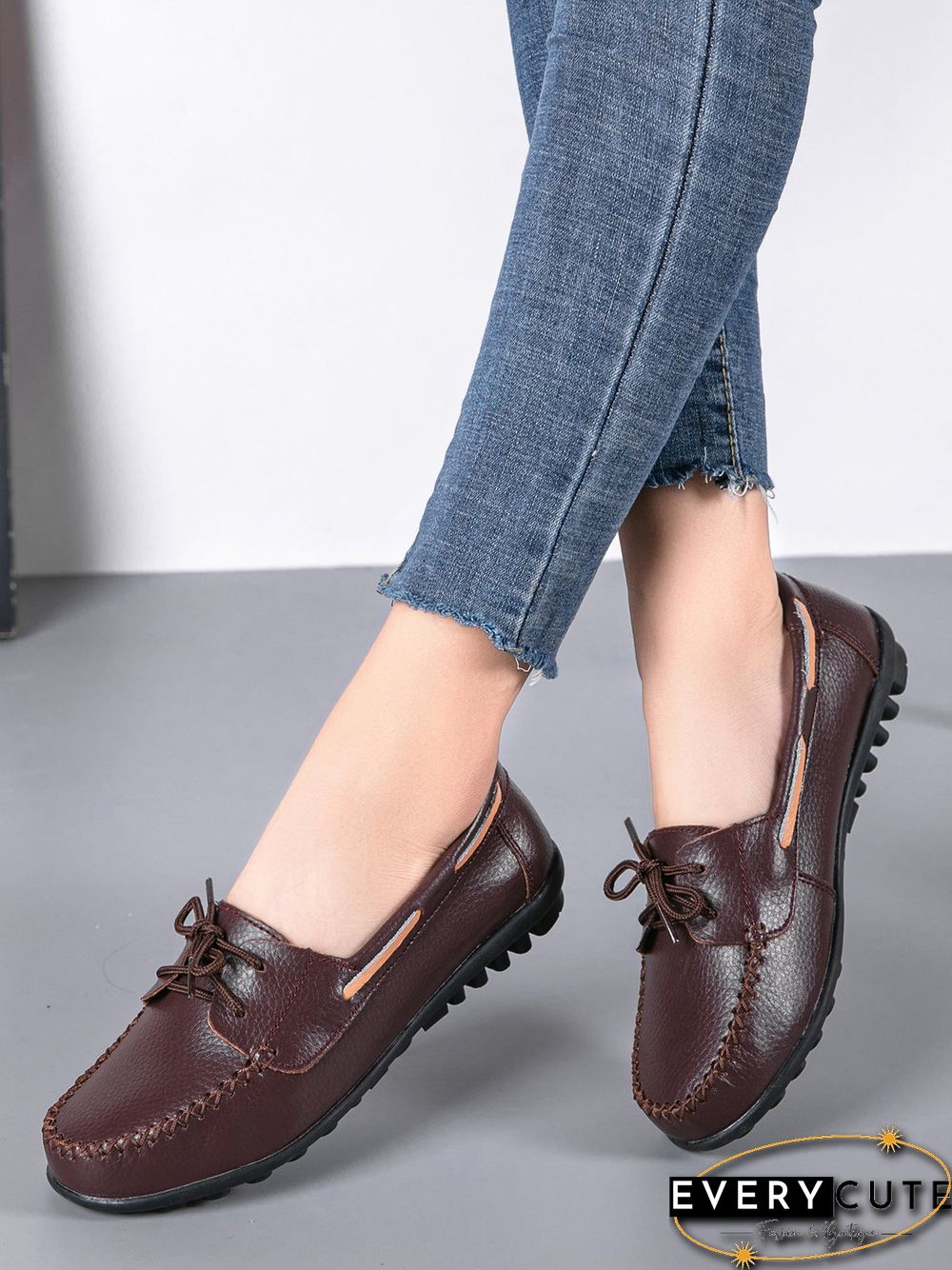 Retro Casual Simple Lace-up Flat Shoes
