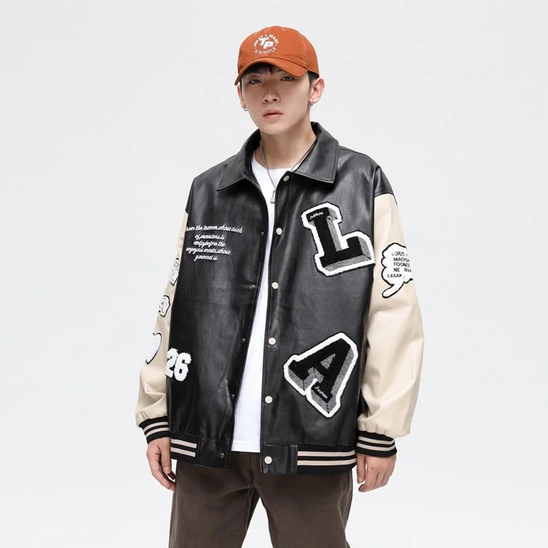 Aonga Hip Hop Men Varsity Jacket Mens Letters Embroidery Patchwork Harajuku Varsity Jacket Baseball Coats Male Air Pilot Overcoat