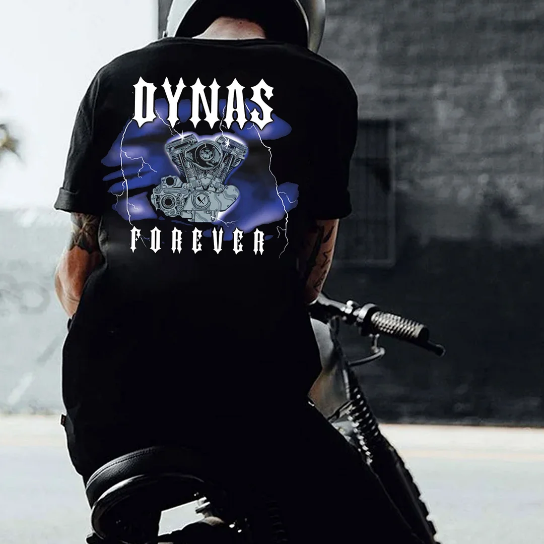 DYNAS FOREVER Motor Item Black Print T-Shirt