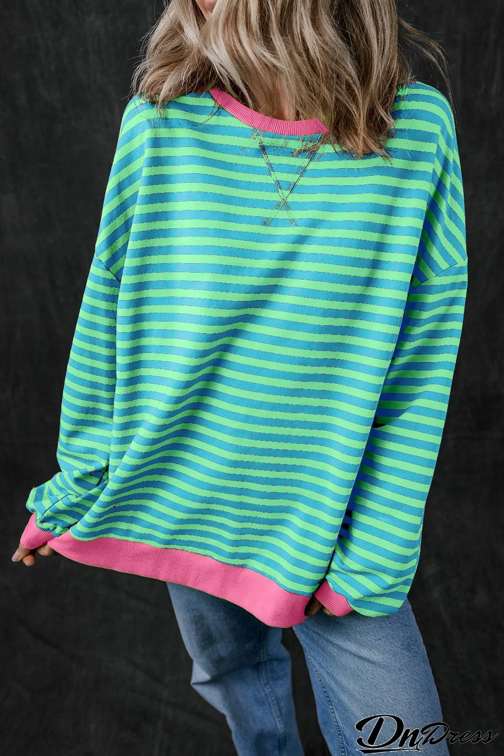 Black Stripe Glitter Halloween Pumpkin Print Oversized Sweatshirt