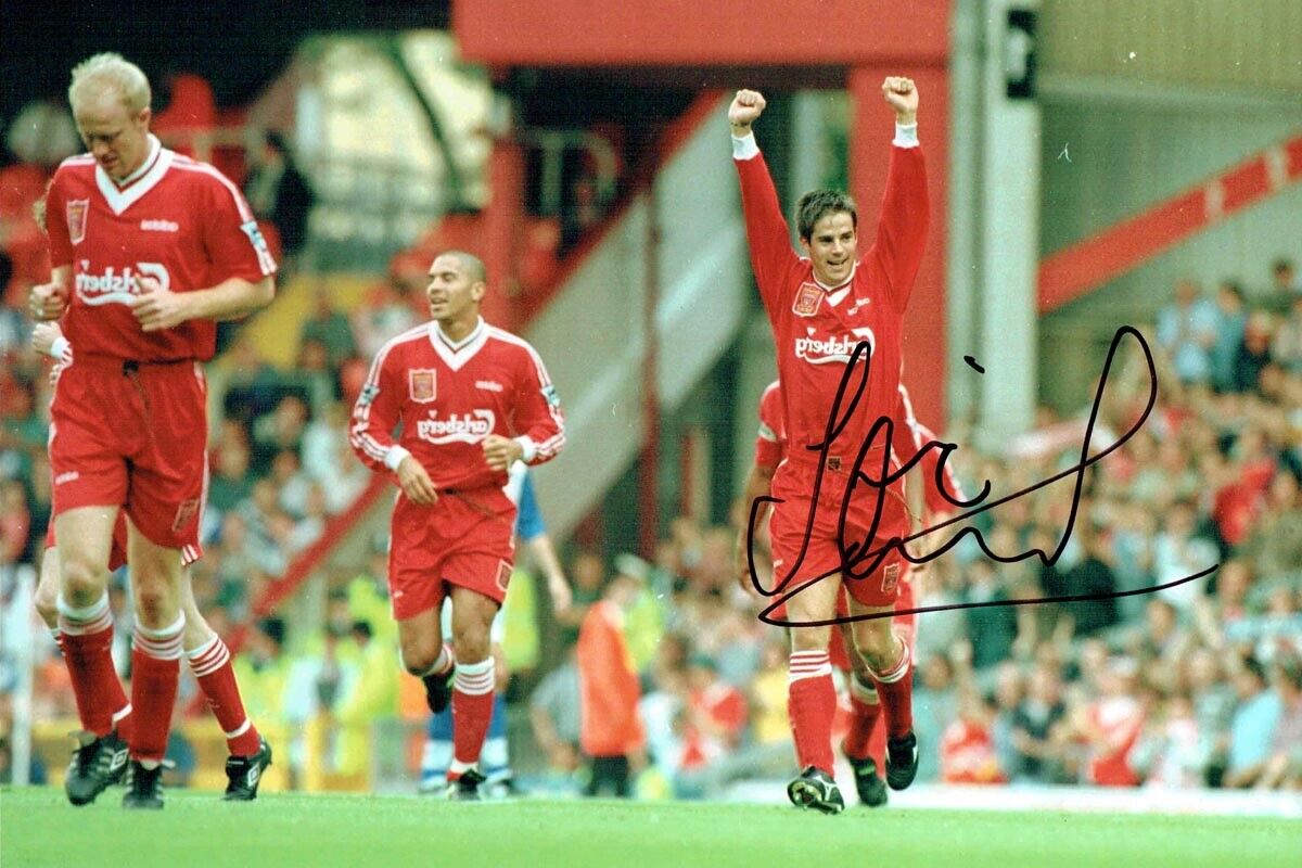 Jamie REDKNAPP SIGNED Autograph 12x8 Photo Poster painting AFTAL COA Liverpool Football Legend