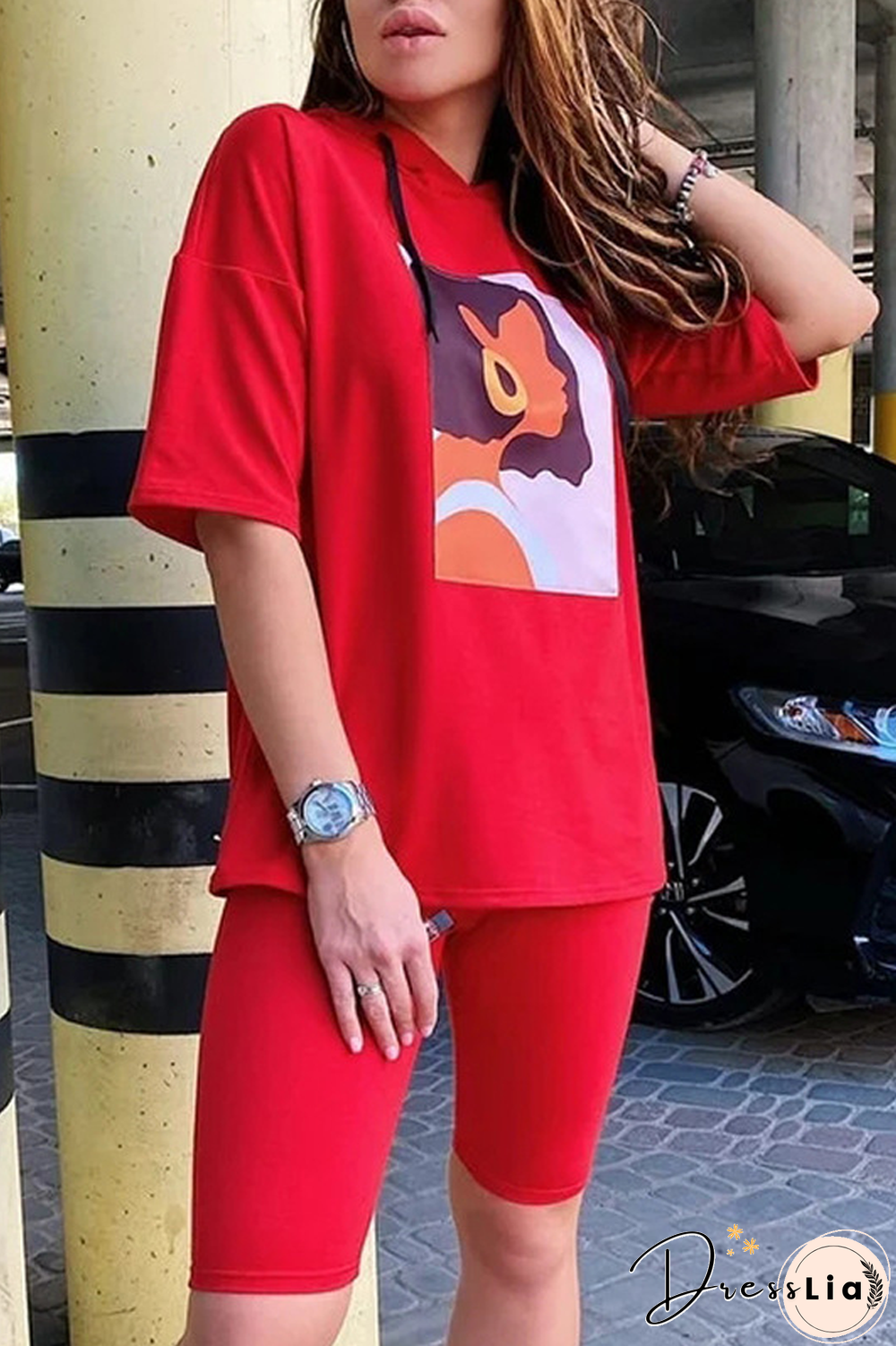 Cartoon Print Hoodie Two Pieces Sets