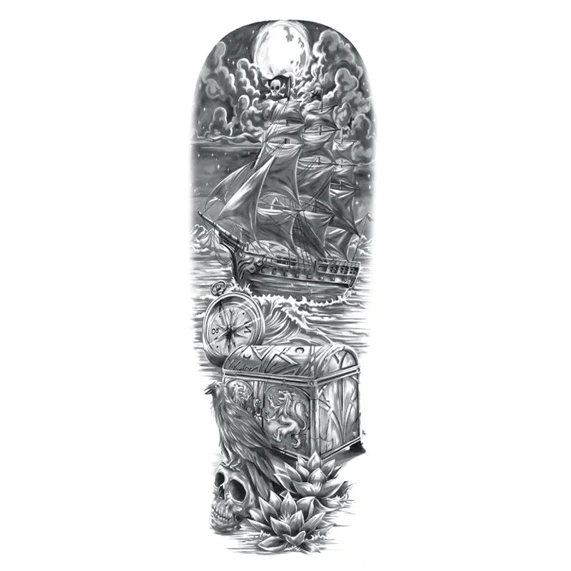 Waterproof Temporary Fake Tattoos Sticker Skull Totem Tiger Monster Body Art Full Arm Sleeve Fake Tattoo Snake for Men Women