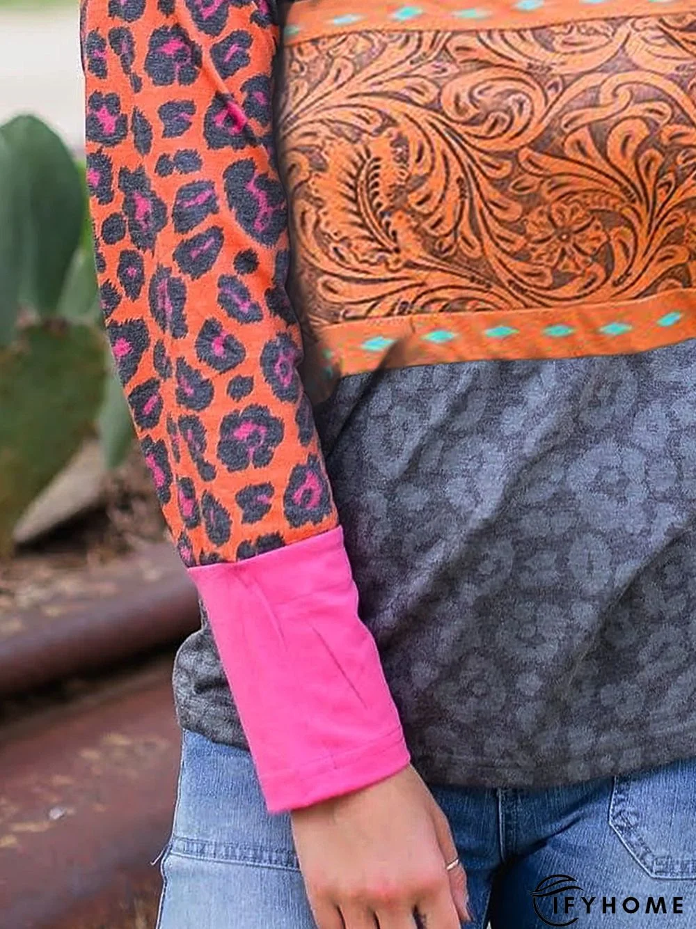 Vintage Long Sleeve Shift Jacquard T-shirt | IFYHOME