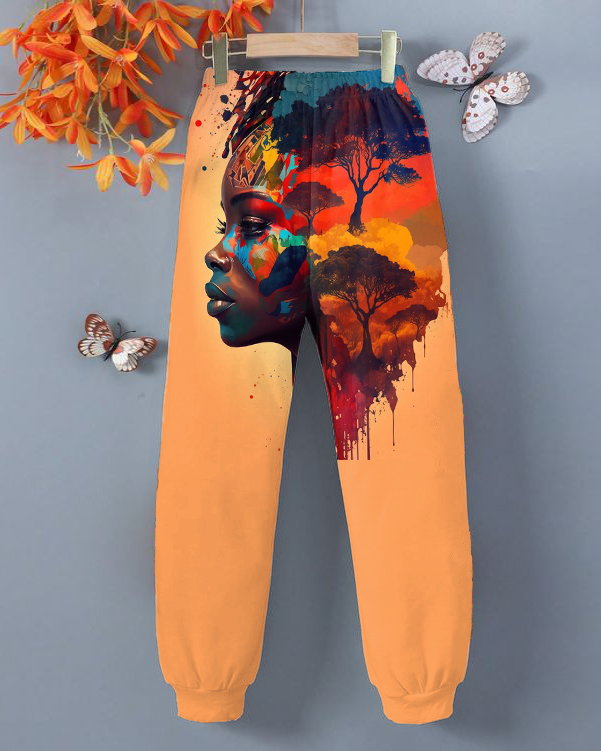 Women's Daily Casual Simple Abstract Art Pattern Printed Loose Long Sweatpants