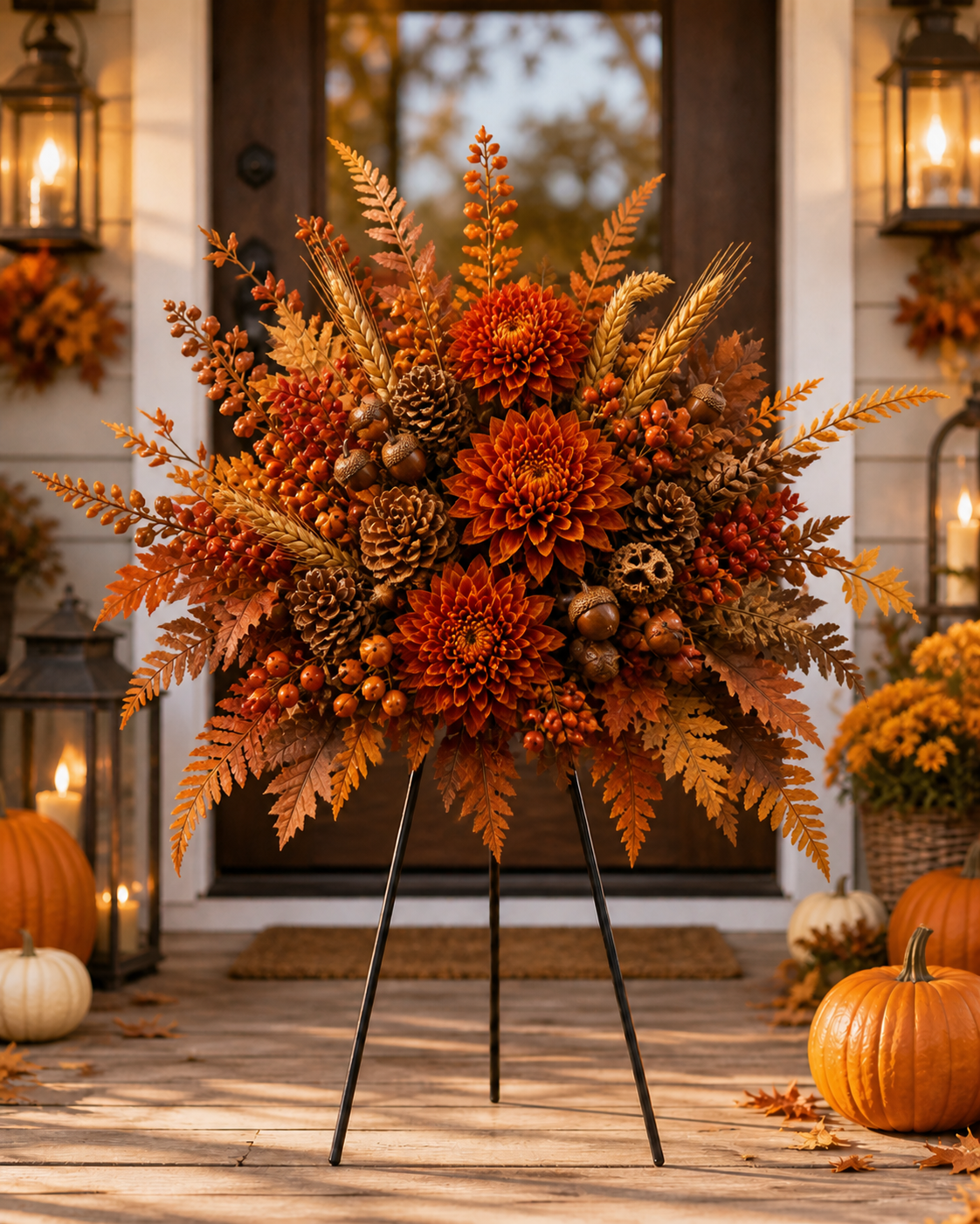 Copper Berry Woodland floral garden stake