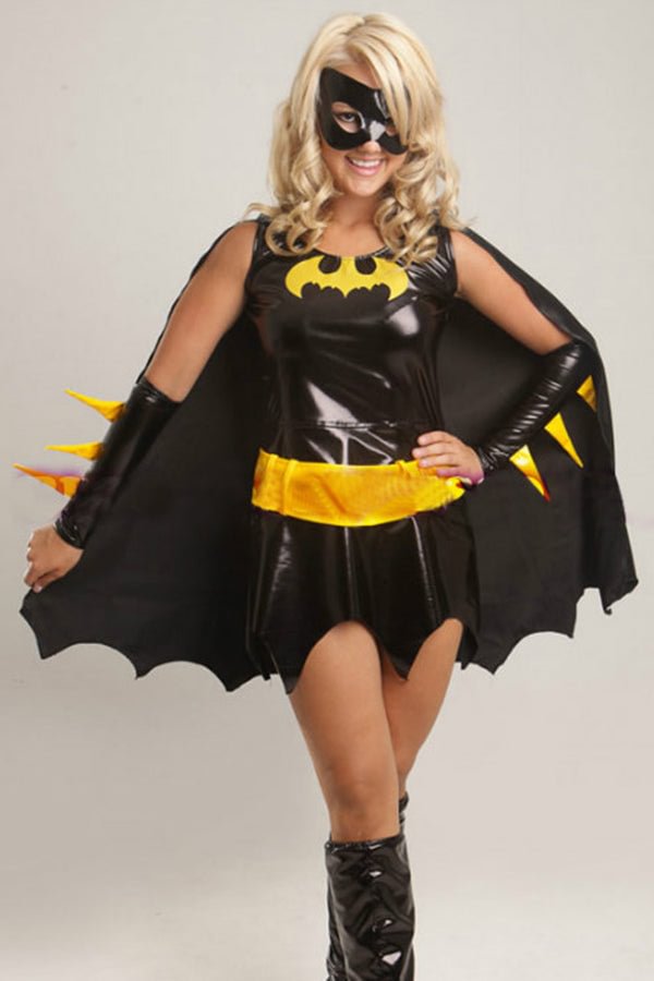 Black Chic Batman Halloween Superhero Costume For Womens-elleschic