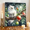 Framed Diamond Painting - Full Round Drill - Cat and Pomegranate (25x25cm)