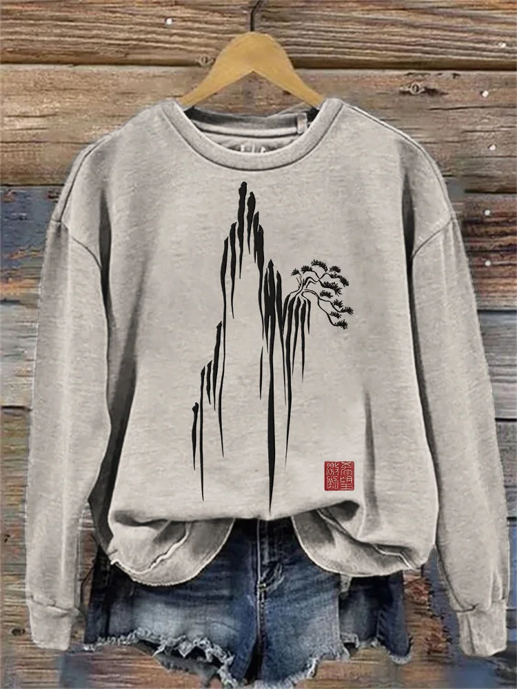 Comstylish Sumi-e Bonsai Art Vintage Comfy Sweatshirt