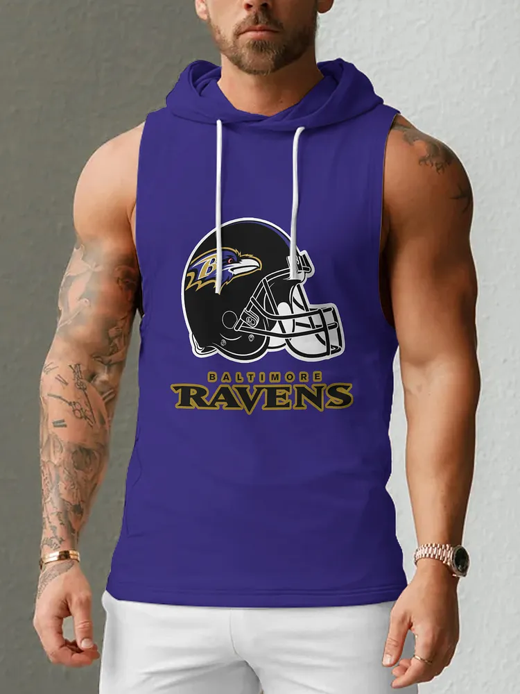 Baltimore Ravens Men's  Casual Comfy Sleeveless Hooded Tank Top