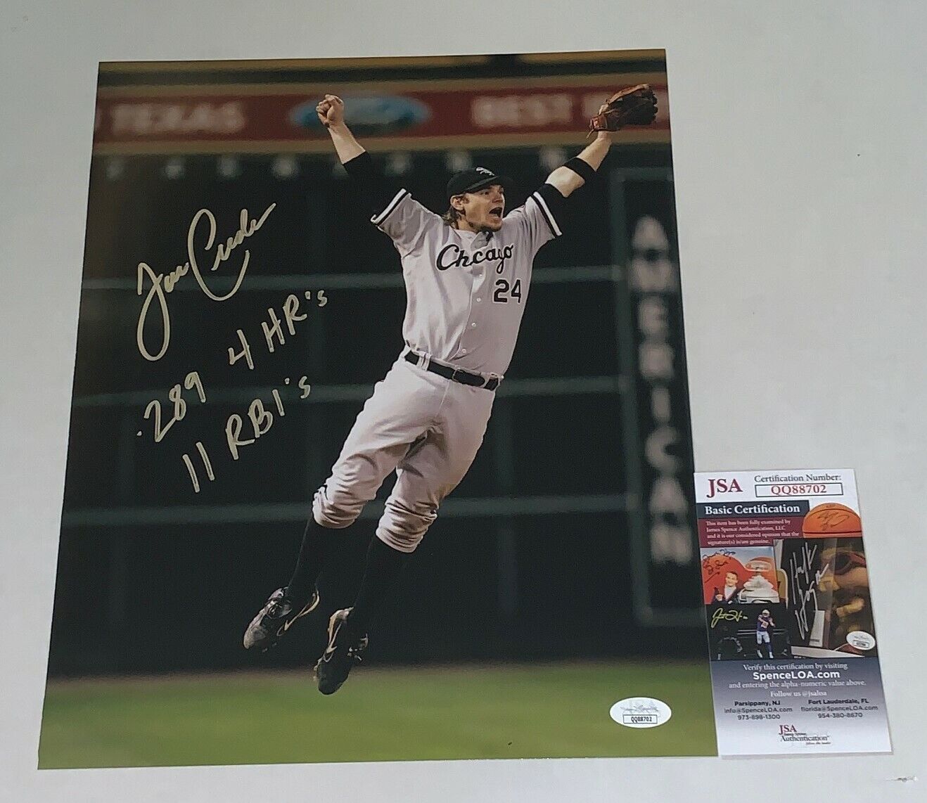 Joe Crede signed Chicago White Sox 11x14 Photo Poster painting W/ 05 Post Season Stats JSA