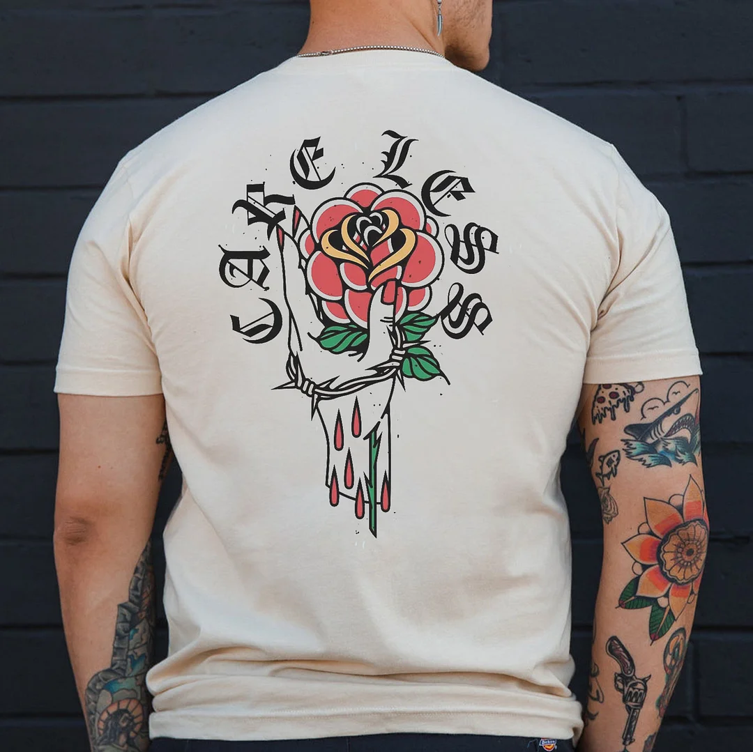 Musical Notation and Flower Modern Style White Print T-shirt