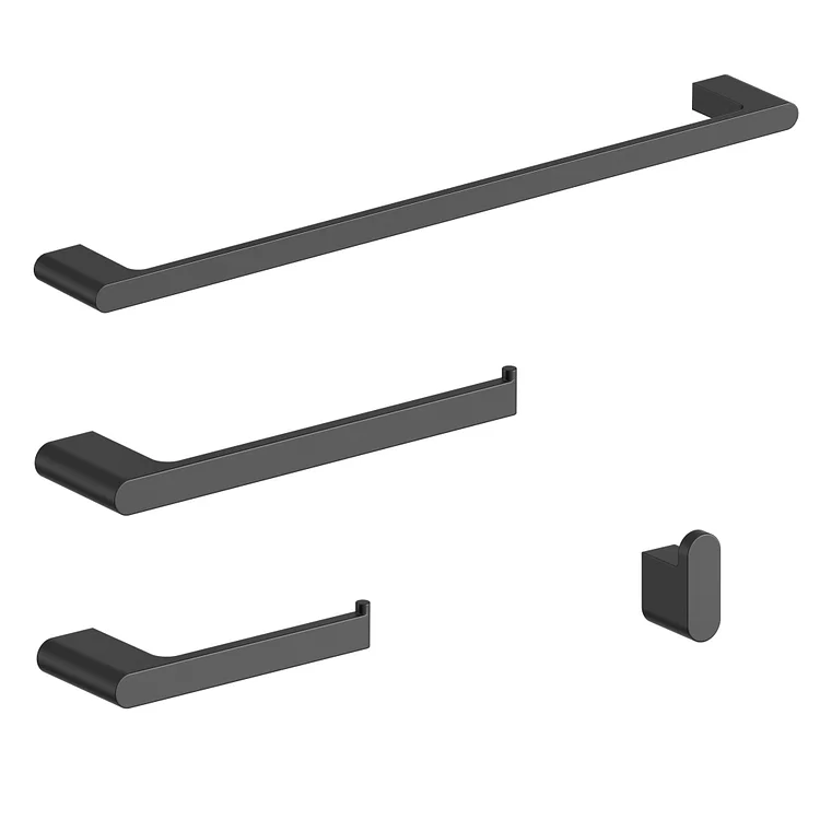 EVERSTEIN 4-Piece Bathroom Towel Rack Set in Matte Black SFS-2002-BK