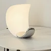 White Half-Moon-Shaped Desk Lamp, Dimmable Metal Desk Lamp