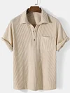 Men's Casual Loose Plaid Stripe Short Sleeve Shirt