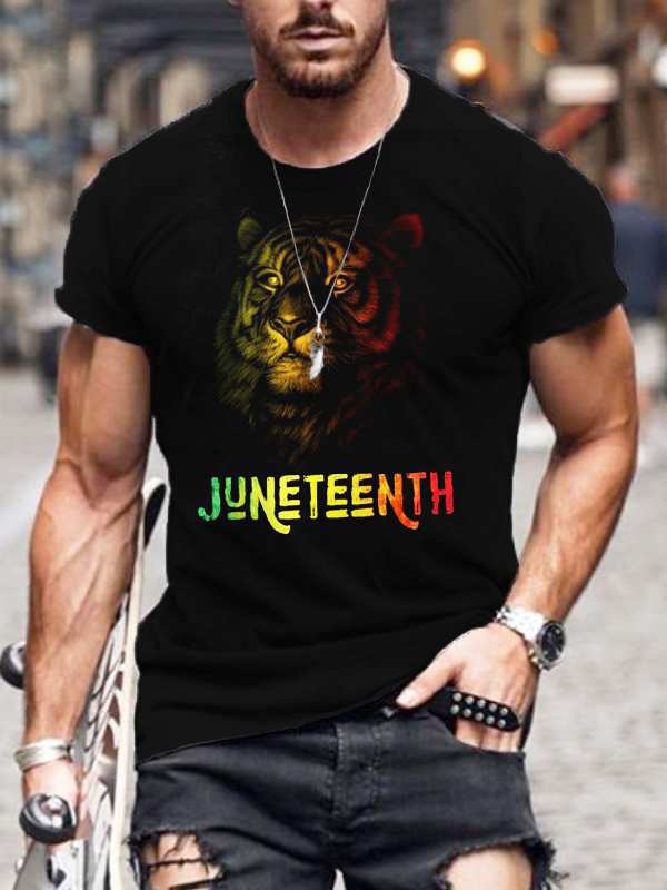 Men's Juneteenth Tiger Short Sleeve T Shirt wearshes