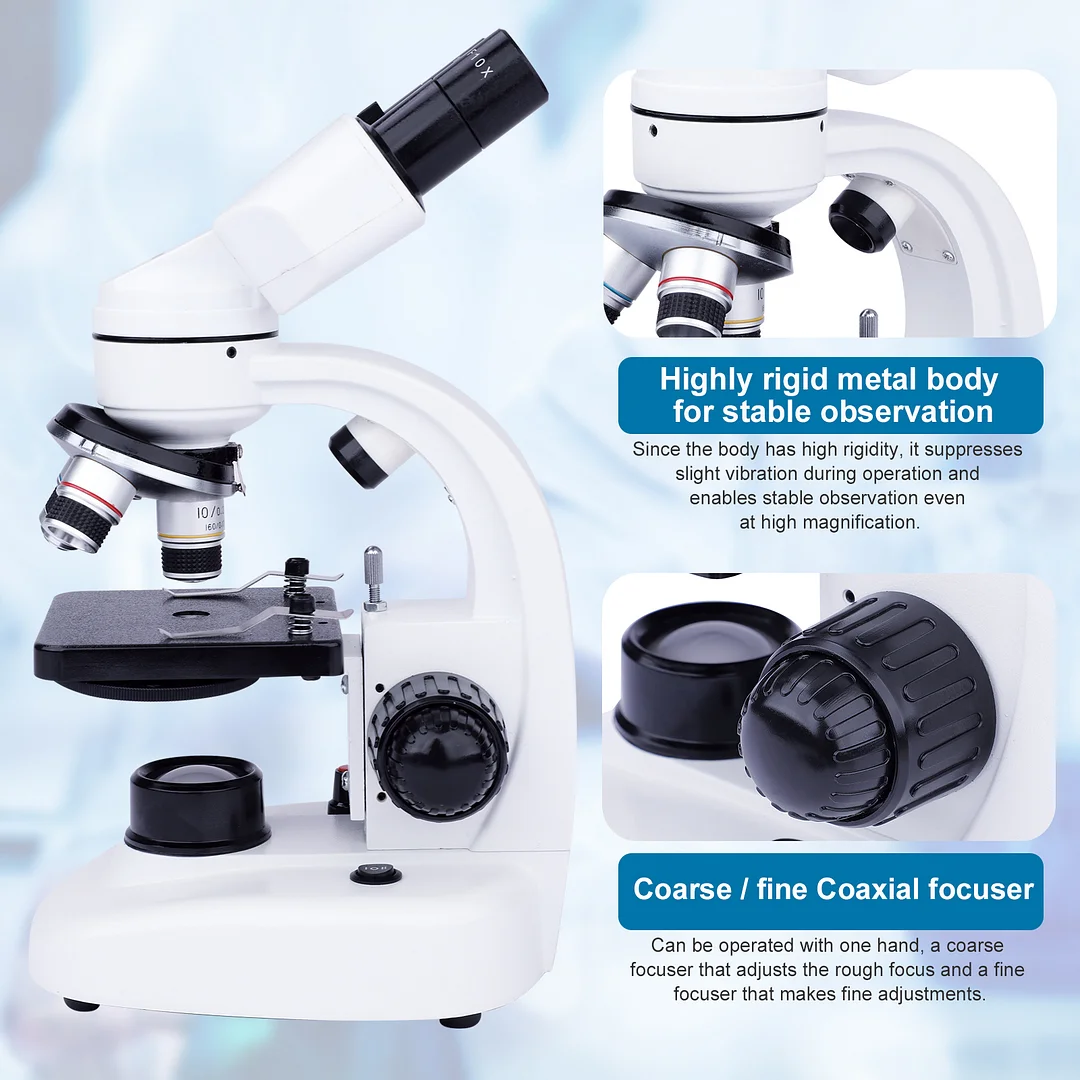 BEBANG Compound Binocular Microscope, 40X-1000X Dual LED Illumination,With 10X and 25X Eyepiece and Phone Adapter