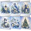 6pcs DIY Blue Christmas Diamond Painting 3D Greeting Card
