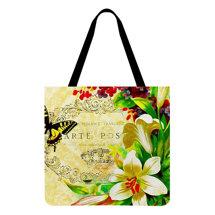 Butterfly Linen Tote Bag