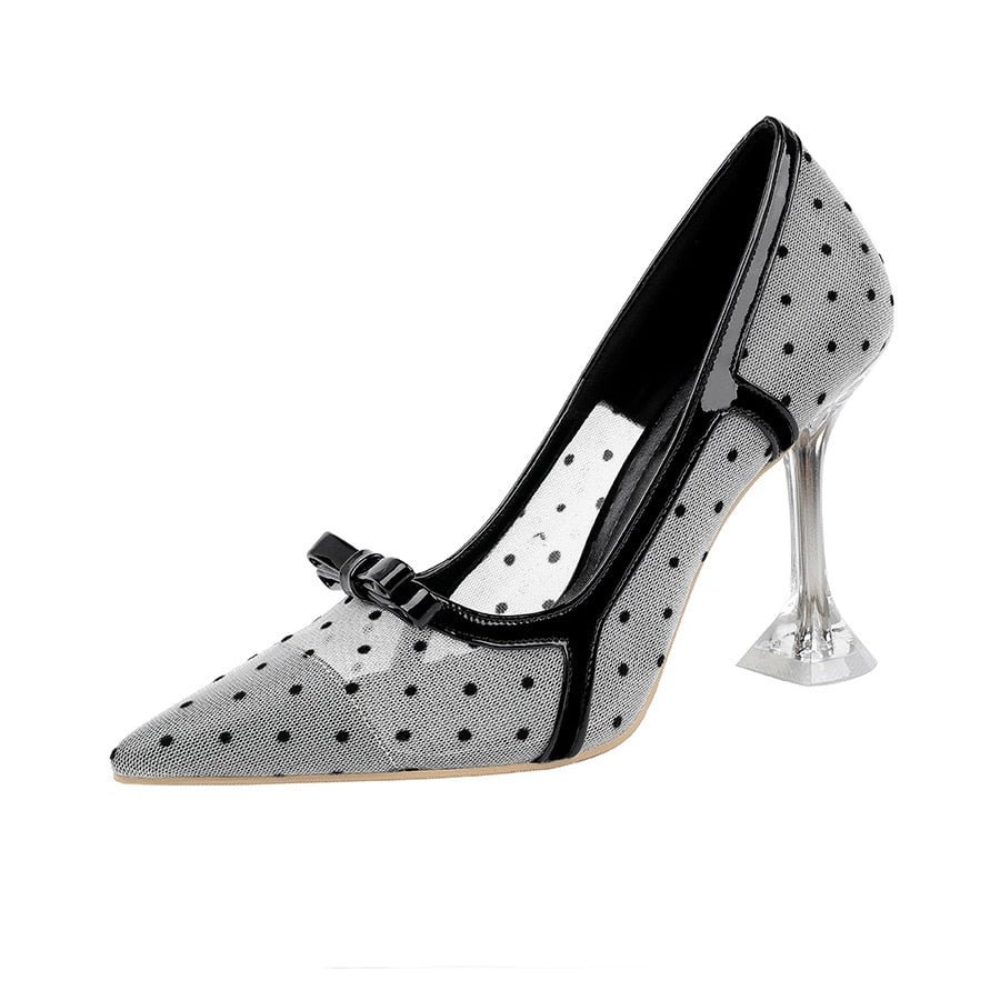 Comemore New Clear Heels for Women Sweet Elegant Dress Pumps Womens Stiletto High Heel Girl Fashion Summer Shoes Woman Bow 2022