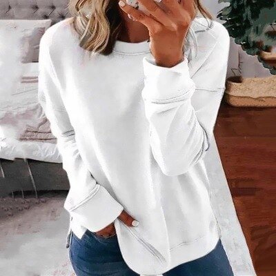 Autumn And Winter Casual Round Neck Loose Solid Color Long Sleeve Sweatershirt Hoodies Women Clothing - Shop Trendy Women's Clothing | LoverChic