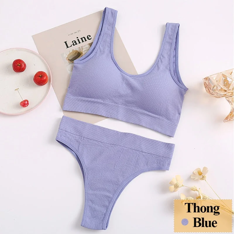 Women Bra Set Female Tube Tops Tank + Panties Vest U-Shaped Back Underwear Seamless Lingerie Female Bralette Backless Crop Tops