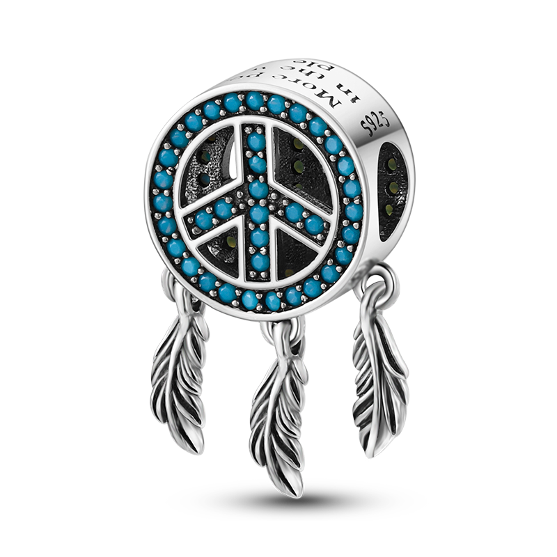 100% 925 Sterling Silver Peace Tree Pendant Clear CZ Charm fit Charm Bracelet DIY Jewelry KTC308