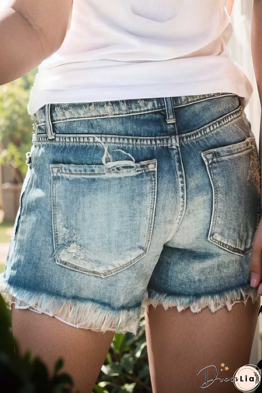 stylish high waist distressed denim shorts