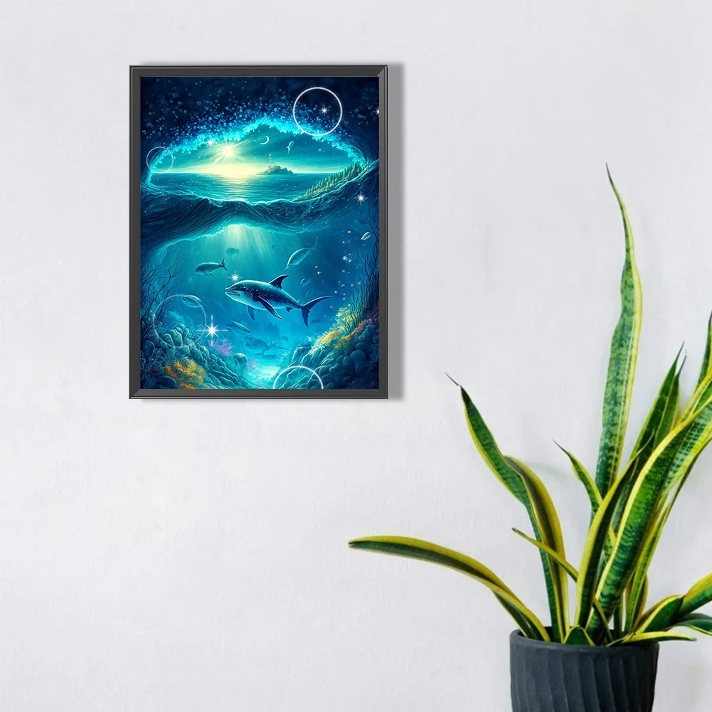 Full Round Diamond Painting 30*40cm - Deep Sea Dolphin