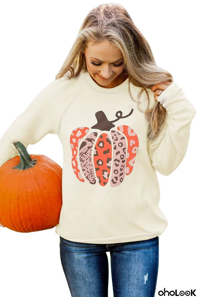 Halloween Pumpkin Graphic Pullover Sweatshirt