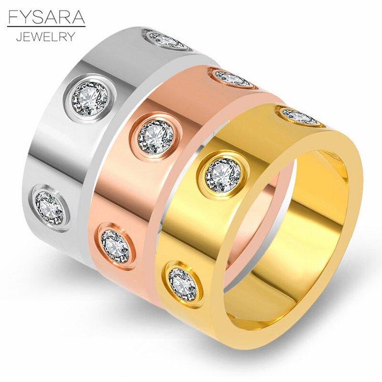 YOY-Trendy Stainless Steel Rose Gold Color Lover Ring