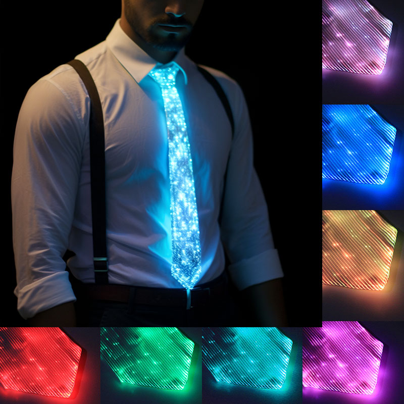 New High-tech Rechargeable Luminous LED Colorful Prom Party Bar Tie