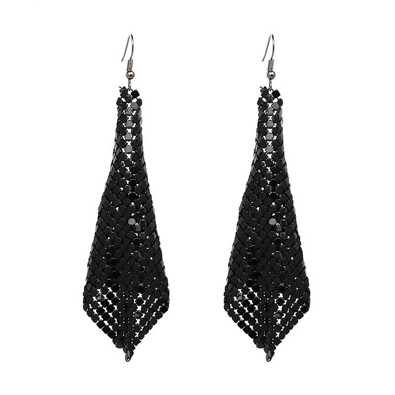 Supply Fashion Earrings Metal Sequins Tassel Earrings Creative New Square Geometric Long Earrings