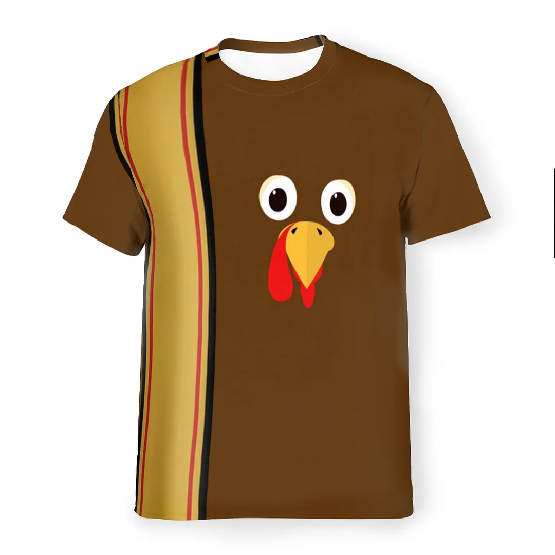 Turkey Chest Pocket Short Sleeve Bowling Unisex 3D T-shirt ctolen