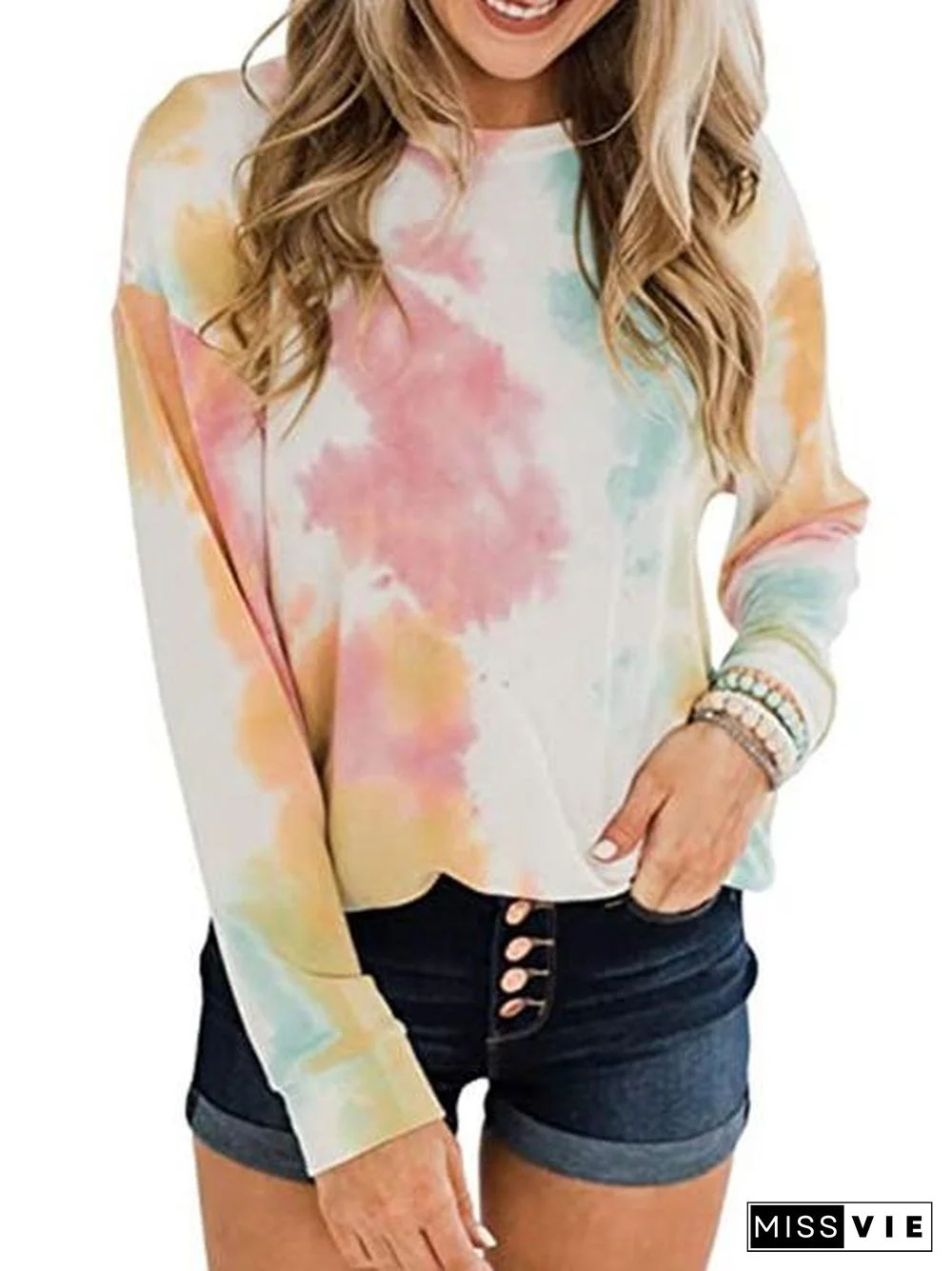 Casual Tie-dye Print Thick Sweater