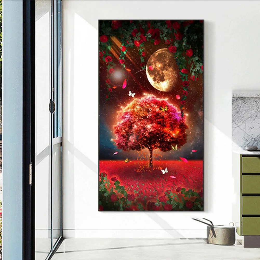 Full Round Diamond Painting 40*70cm - Moonlight Meteor Butterfly Mangrove