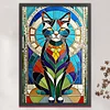 Cat Stained Glass-11CT Stamped Cross Stitch 40*60cm(Big Size)