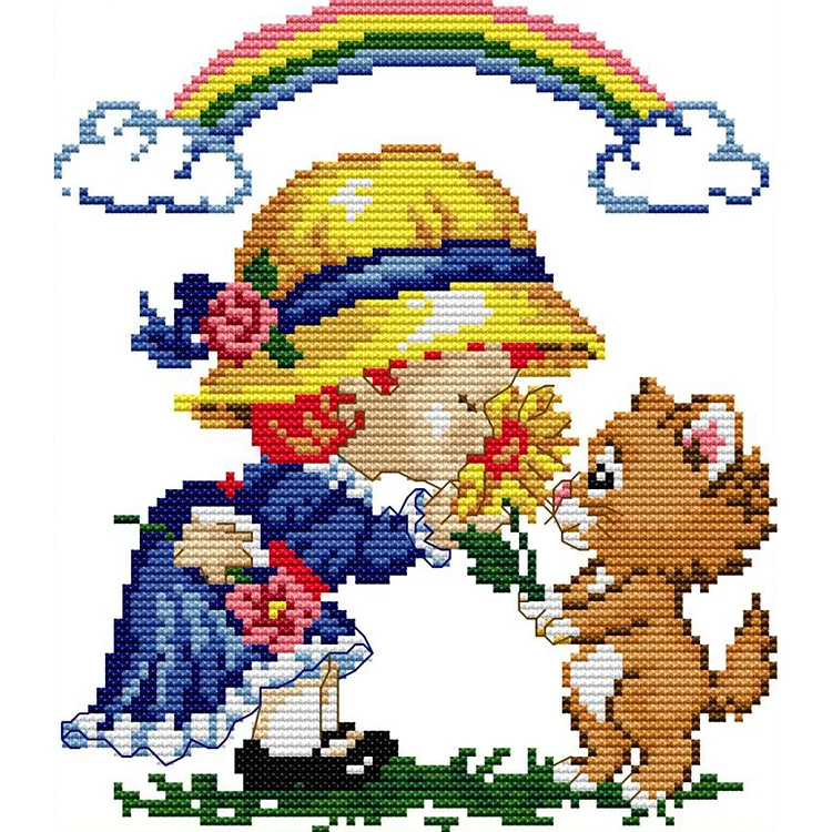 Happiness 14CT Printed Cross Stitch Kits (20*22CM) fgoby