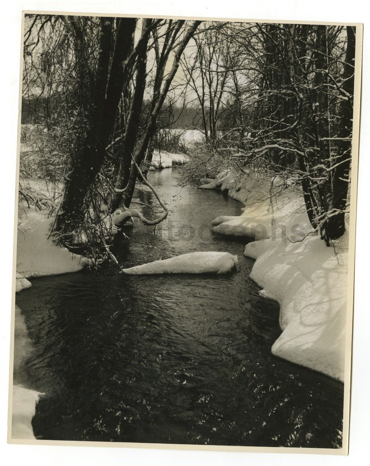 Keith Martin - Vintage 8x10 Photo Poster paintinggraph of Stream with Snow - Concord, MA