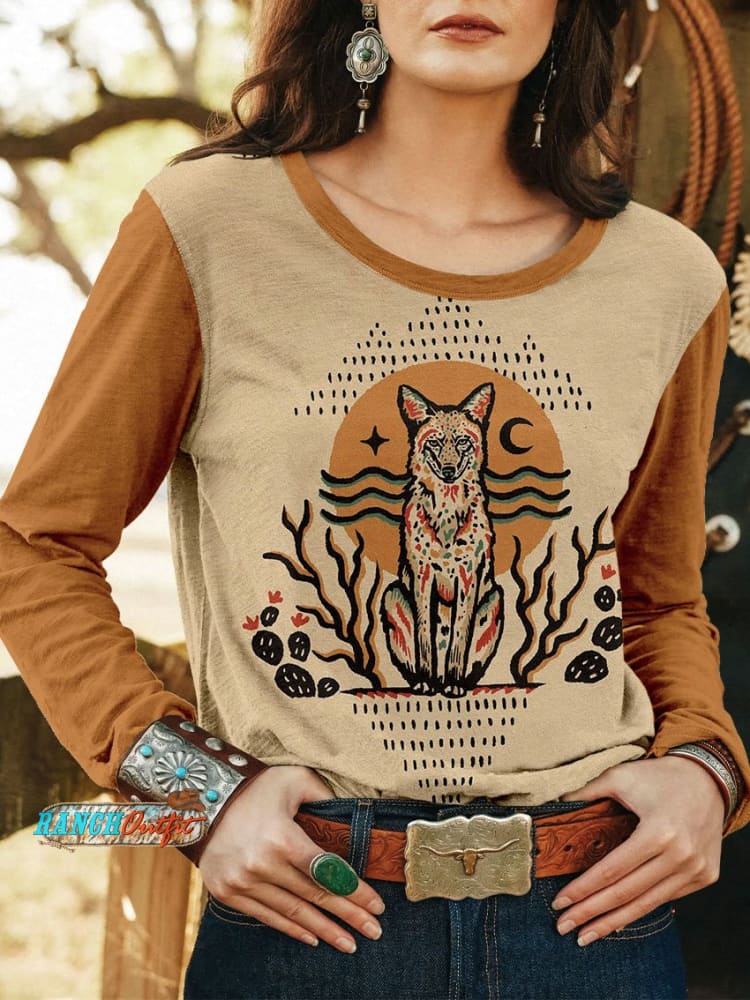 Women’s Vintage Wild West Print Casual T Shirt Multicolor / S